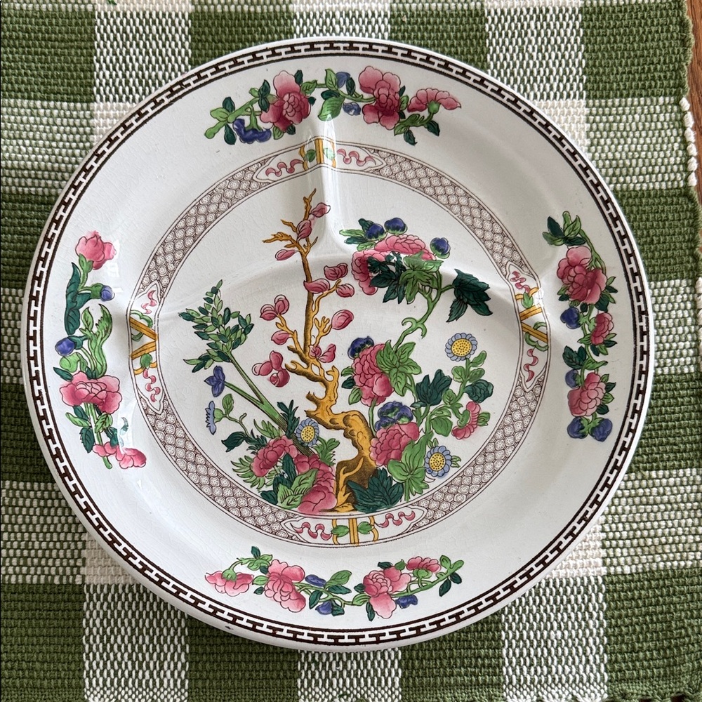 Booth England Antique Floral Porcelain Grill Plate - Indian Tree Pattern